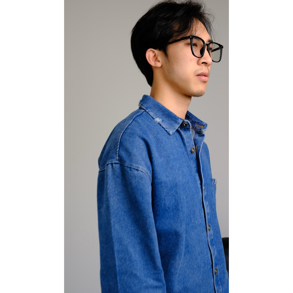 Áo sơ mi nam jeans denim dài tay phong cách Retro, sơ mi bò dành cho nam mã SM-006