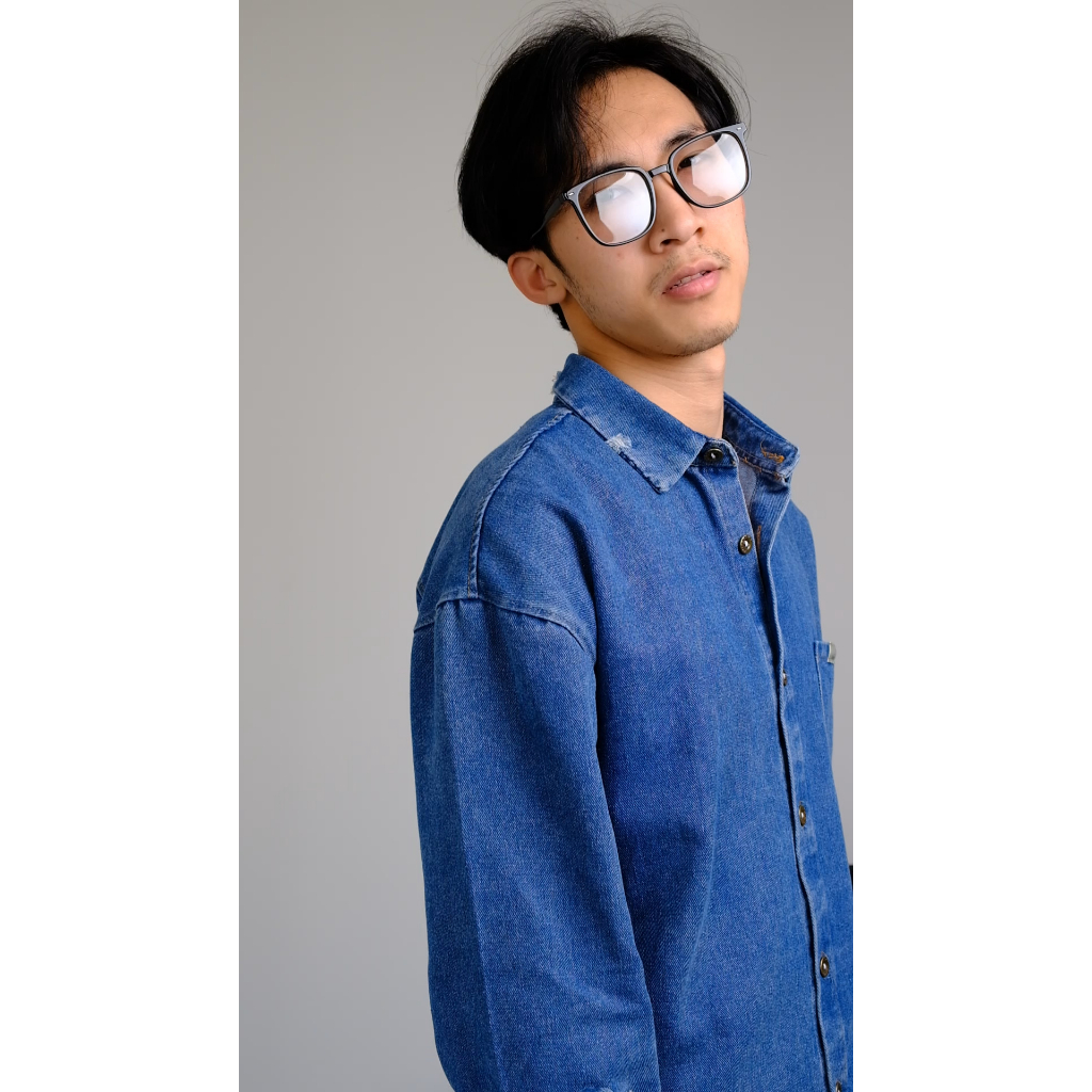 Áo sơ mi nam jeans denim dài tay phong cách Retro, sơ mi bò dành cho nam mã SM-006