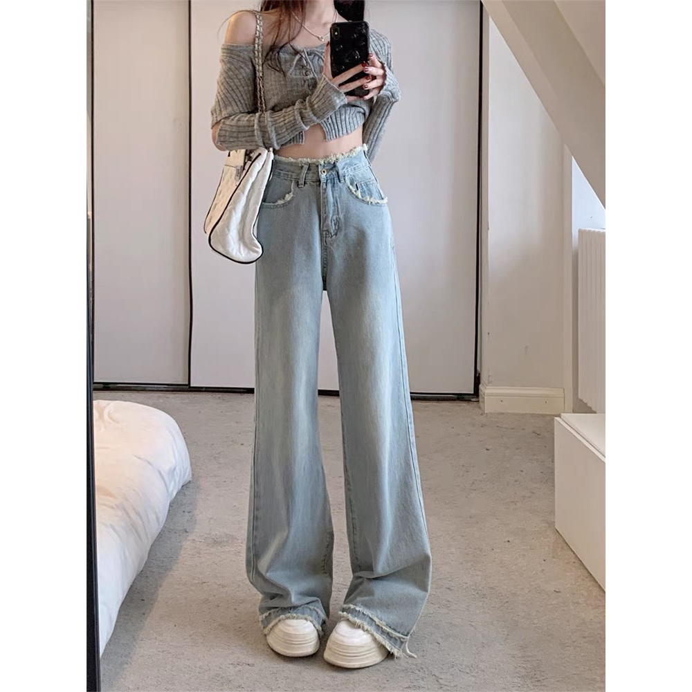 Quần Jean Nữ Ống Rộng Gấu Tua Rua , Quần Bò Nữ Ống Xuông Chất Co Giãn Siêu Mềm Mịn  KT20 | BigBuy360 - bigbuy360.vn