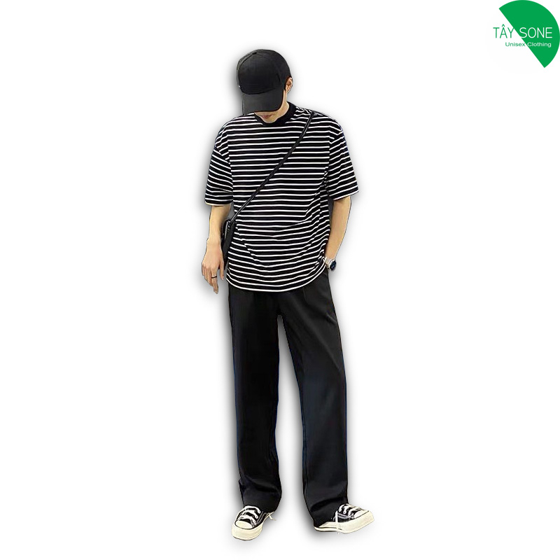 Áo thun Cổ cao Sọc ngang B&W TKTTSG Unisex Style |TAYSONE|