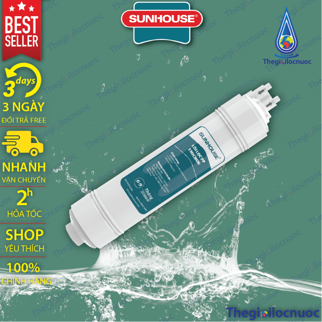 Bộ lõi lọc thô 123 đúc nối nhanh Sunhouse dùng cho model SHA76214CK-S, SHA76215CK