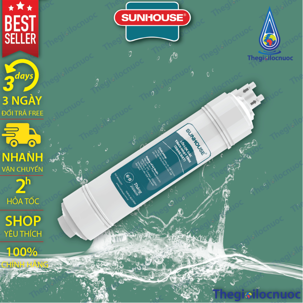Bộ lõi lọc thô 123 đúc nối nhanh Sunhouse dùng cho model SHA76214CK-S, SHA76215CK