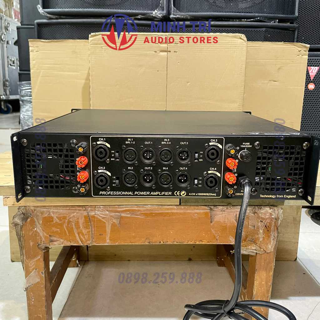 Cục Đẩy 4 Kênh Hàng Bãi Crown 4 X 1200W, 48 Sò, 12 Tụ, Nguồn Xuyến 19Cm, 1 Kênh Kéo Được Sub Kép 40 - Minh Trí Audio