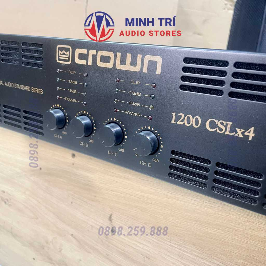 Cục Đẩy 4 Kênh Hàng Bãi Crown 4 X 1200W, 48 Sò, 12 Tụ, Nguồn Xuyến 19Cm, 1 Kênh Kéo Được Sub Kép 40 - Minh Trí Audio