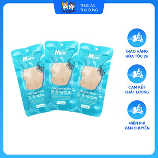 Combo 10 gói ức gà hấp ăn liền masti gói 40g cho chó mèo, ức gà tươi hấp ăn liền thơm ngon - leo petshop