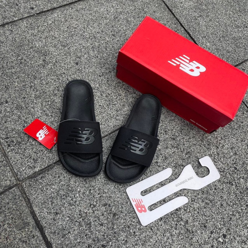 Ko hộp dép New balance full đen