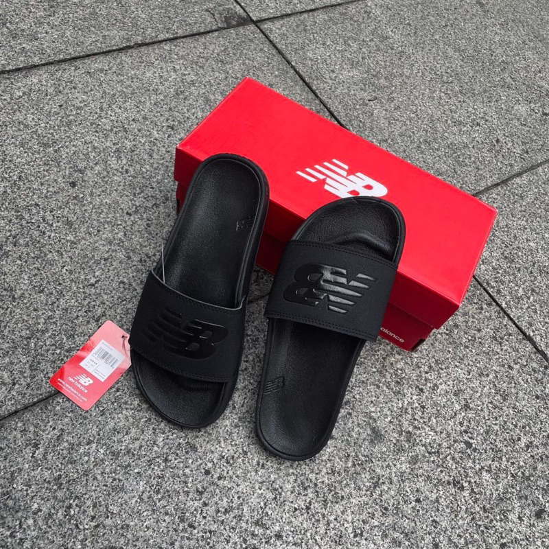 Ko hộp dép New balance full đen