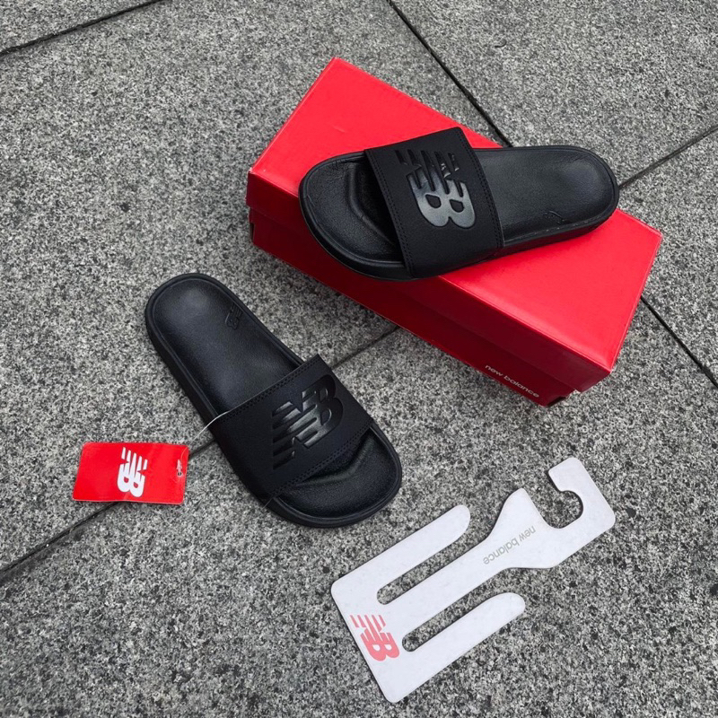 Ko hộp dép New balance full đen