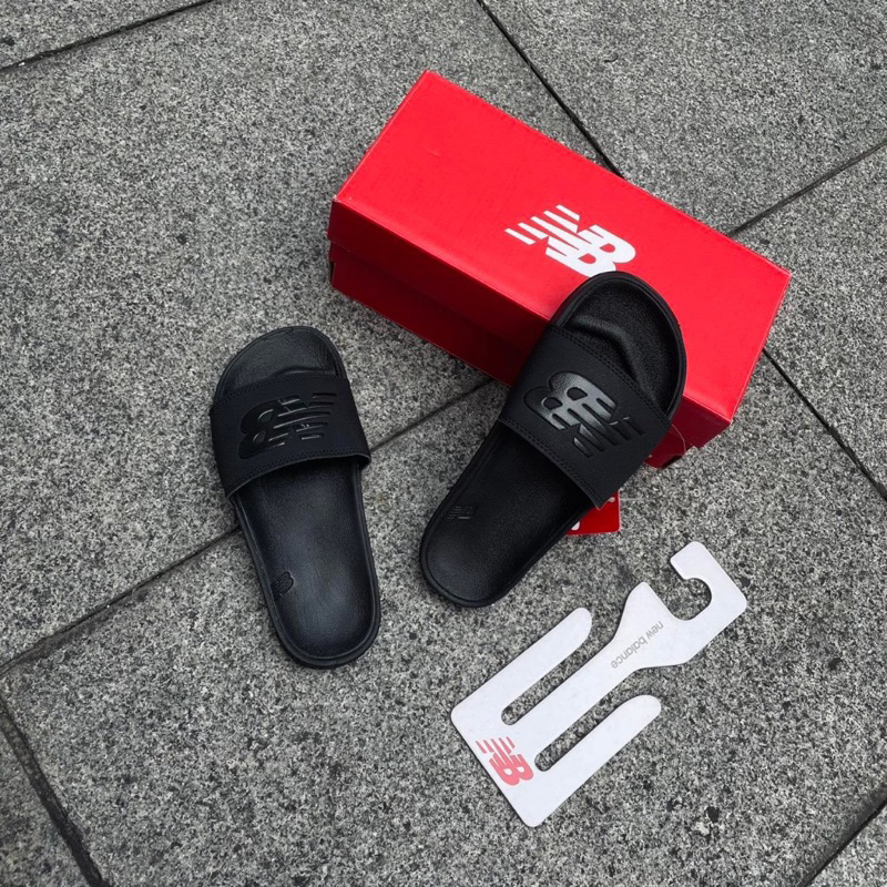 Ko hộp dép New balance full đen