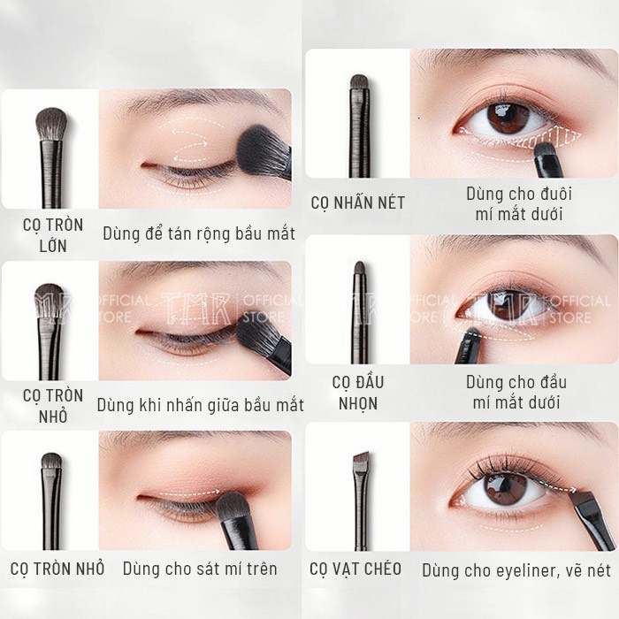 Bộ cọ mắt 6 cây PRETTY CO GAI  Dành cho cho mắt lông mềm