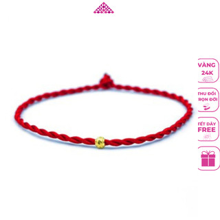 Vòng tay chỉ đỏ Bi vàng khắc máy may mắn - ANCARAT - VPT17