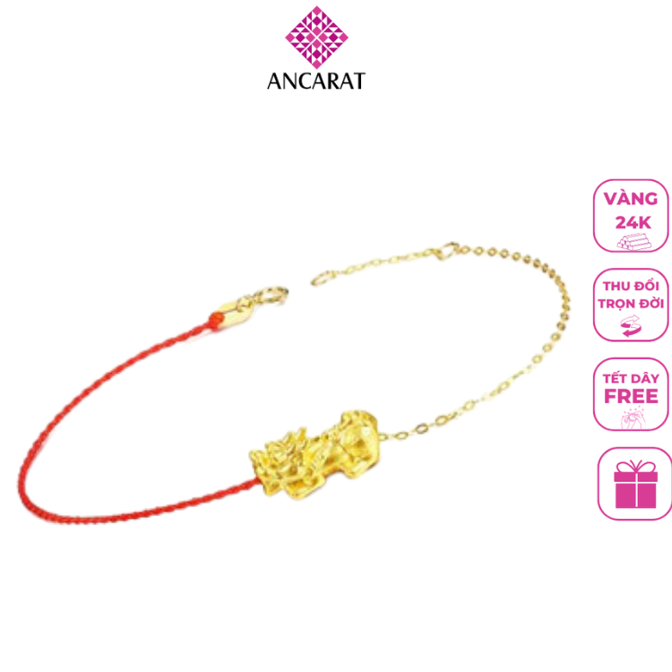 ANCARAT - Lắc tay nữ Redline Tỳ Hưu vàng 24K