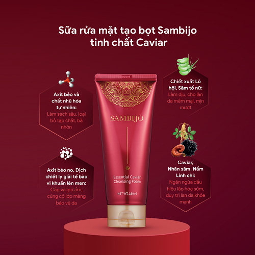 [Tặng 1 mặt nạ Sambijo] Sữa rửa mặt Skinlovers Sambijo tạo bọt tinh chất Caviar 150ML