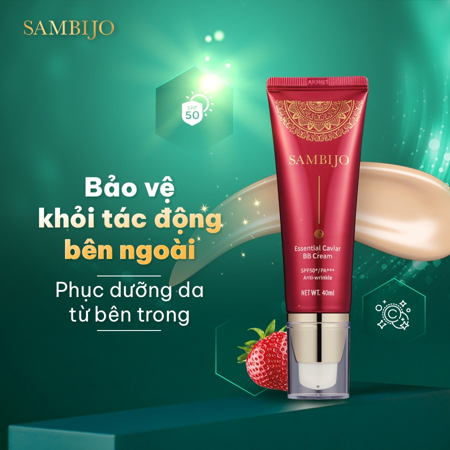 [Tặng 1 hộp nạ Sambijo] Kem BB Sambijo Skinlovers tinh chất Caviar cao cấp SPF50+/PA+++ 40ML