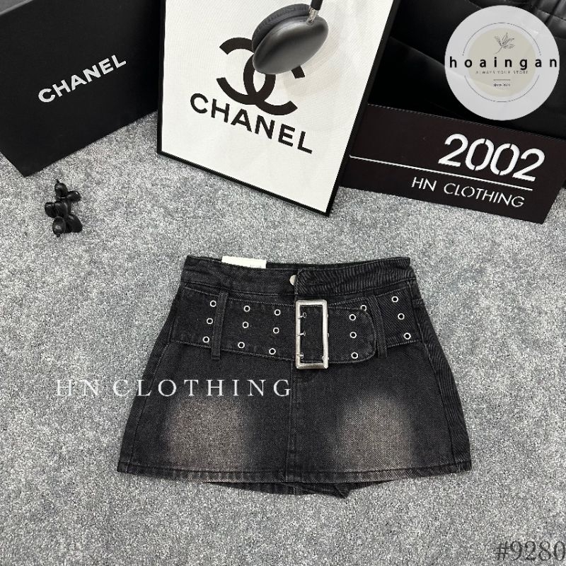Chân váy jeans ngắn đai to hàng QCL1