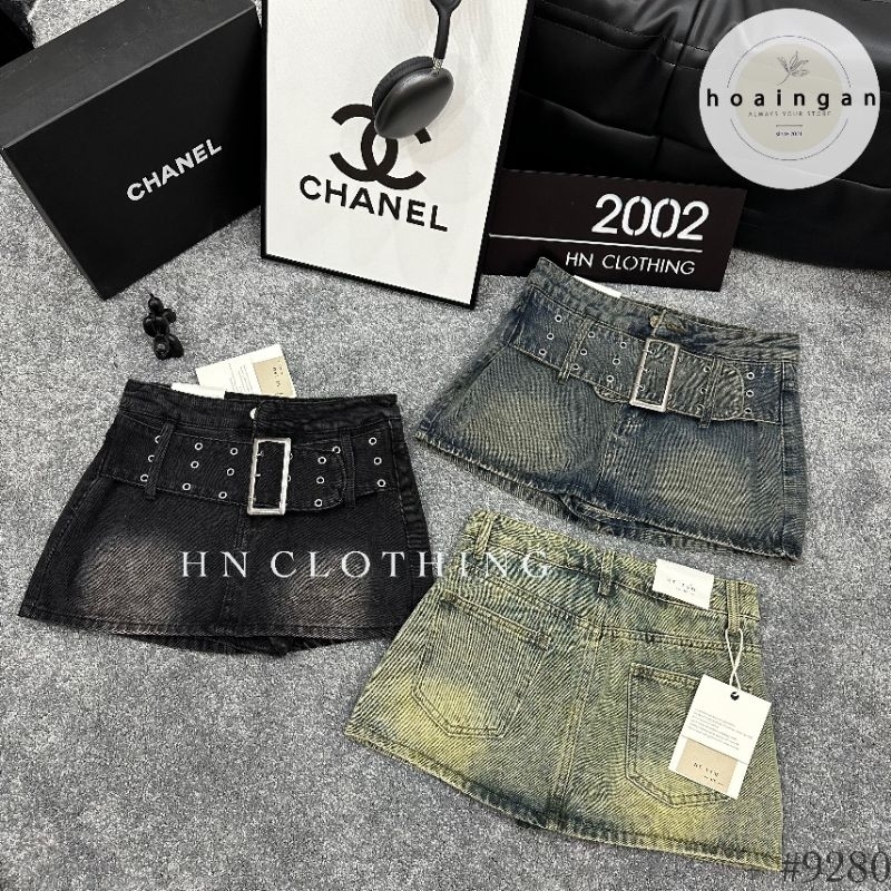 Chân váy jeans ngắn đai to hàng QCL1
