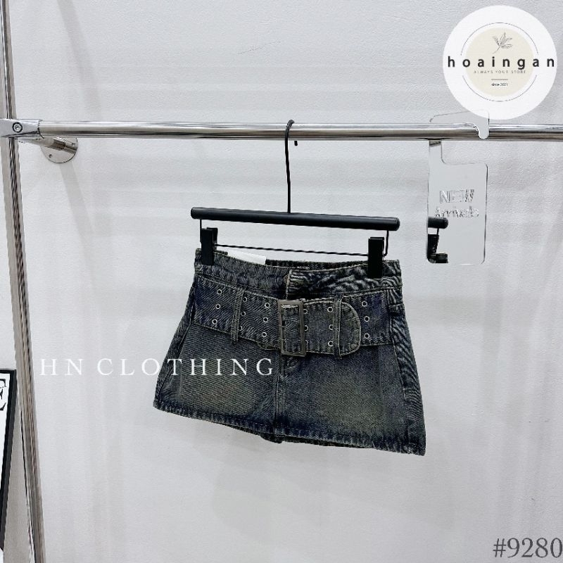 Chân váy jeans ngắn đai to hàng QCL1