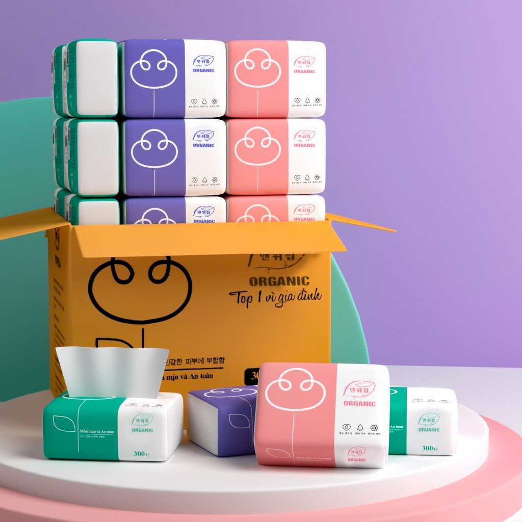 Thùng 30 gói giấy ăn cao cấp organic thân thiện môi trường siêu dai