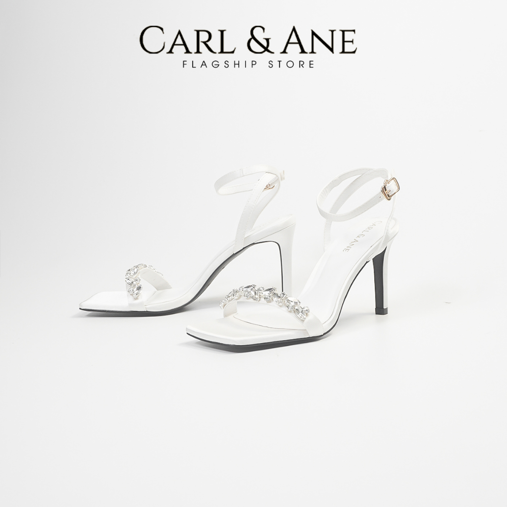 Carl & Ane - Giày cao gót Blaite Crytal Heel đính đá gót nhọn cao 9cm màu trắng - WD010