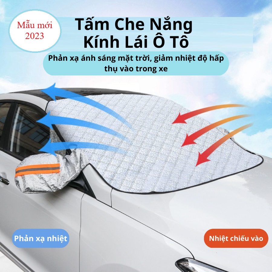 Tấm che nắng kính lái ô tô - Tấm chắn nắng ô tô loại dày có túi đựng