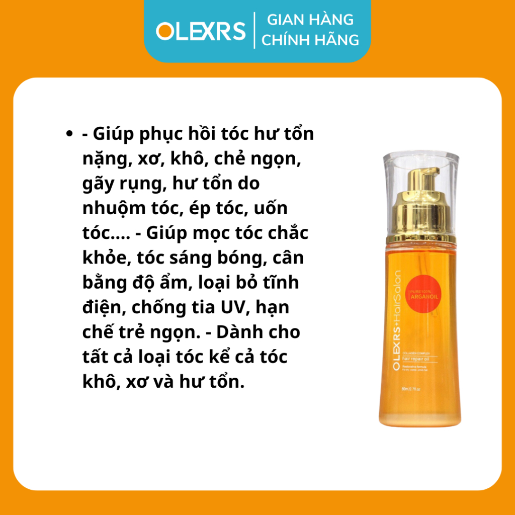 Tinh Dầu Dưỡng Phục Hồi Chống Rụng Tóc Olexrs Hair Salon Collagen 80ml
