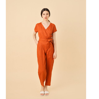 Bộ jumpsuit nữ dài suông chất vải linen tưng premium đã washed - ANAM