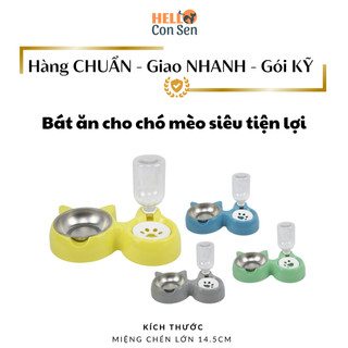 Bát ăn tự động chó mèo Khay ăn và uống 2 ngăn tiện lợi dành cho thú cưng