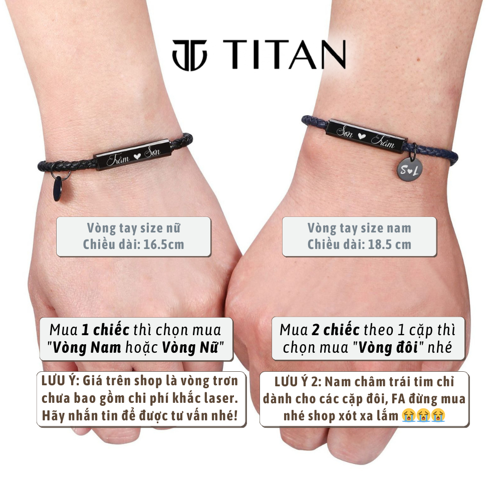Vòng tay nam châm có Khắc Tên, Bracelet Clancy lắc tay thời trang unisex làm quà tặng, cặp đôi cực chất Titan Shop