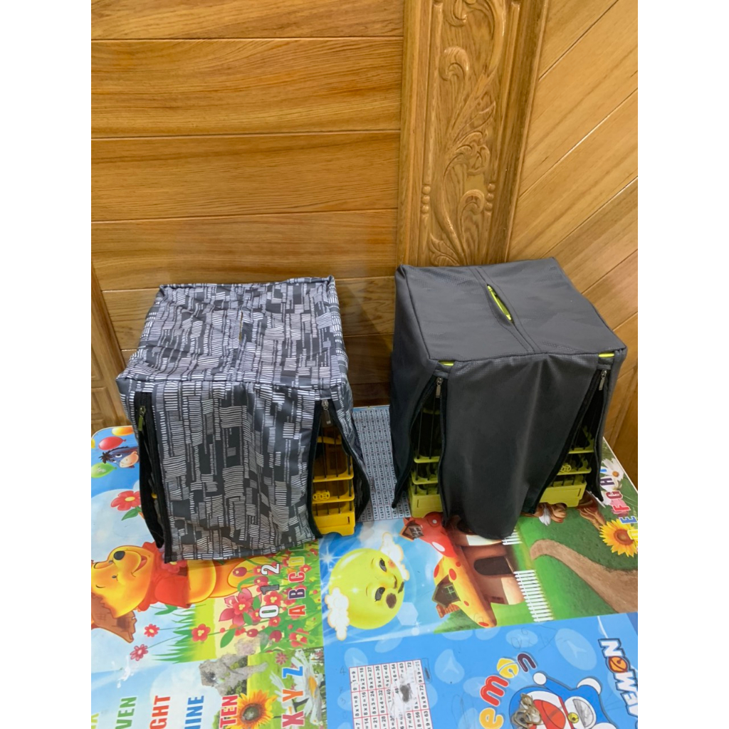 Áo lồng khuyên vuông 2 khoá chất liệu vải đỏ đẹp