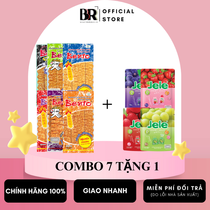 [COMBO 7 TẶNG 1] 7 gói Bento (6 loại) 18g tặng 1 Jele Chewy (vị ngẫu nhiên)