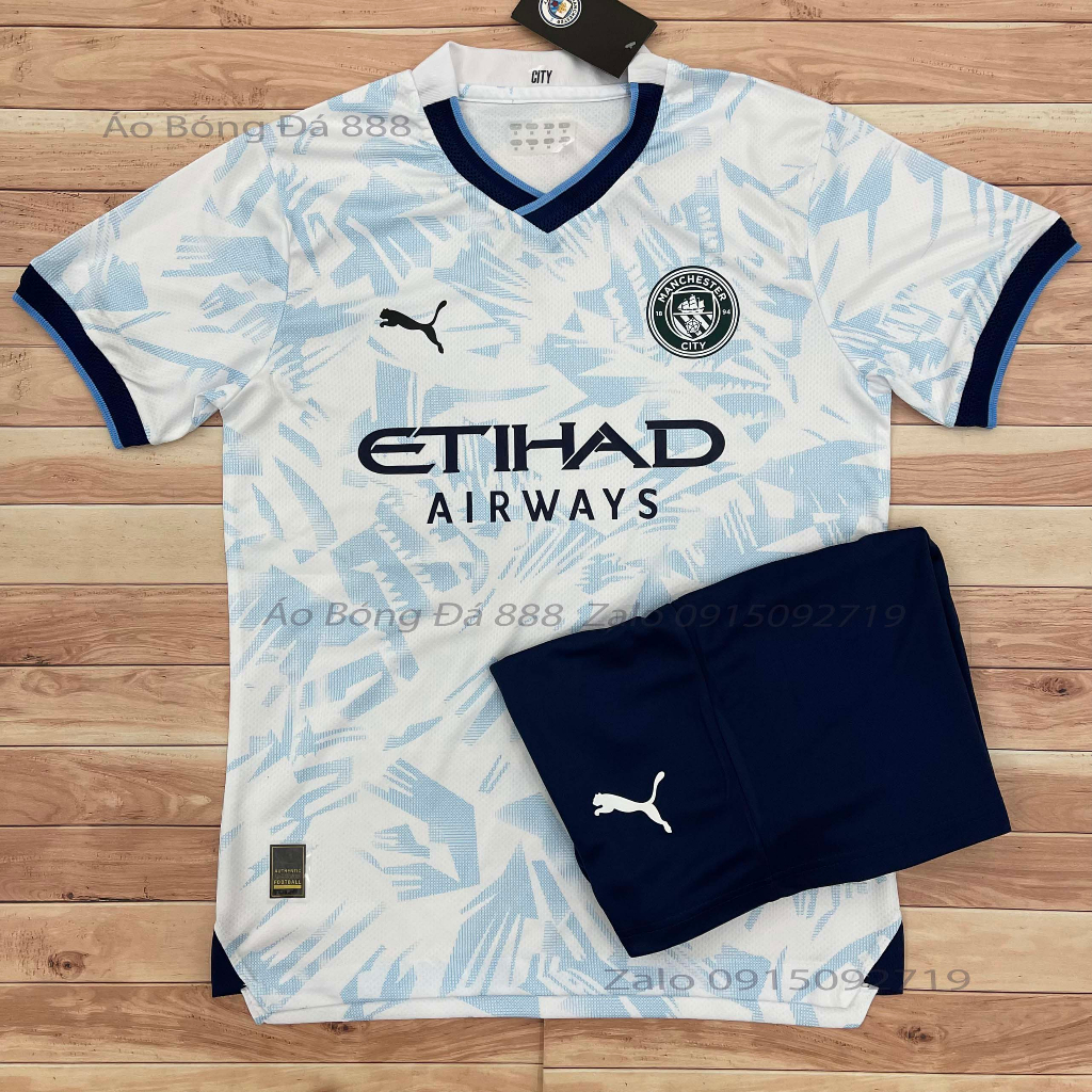 Bộ Quần Áo Bóng Đá CLB Manchester City, Áo Đá Banh ManC 2023 - Chuẩn Mẫu Thi Đấu - Vải Polyester Gai Thái