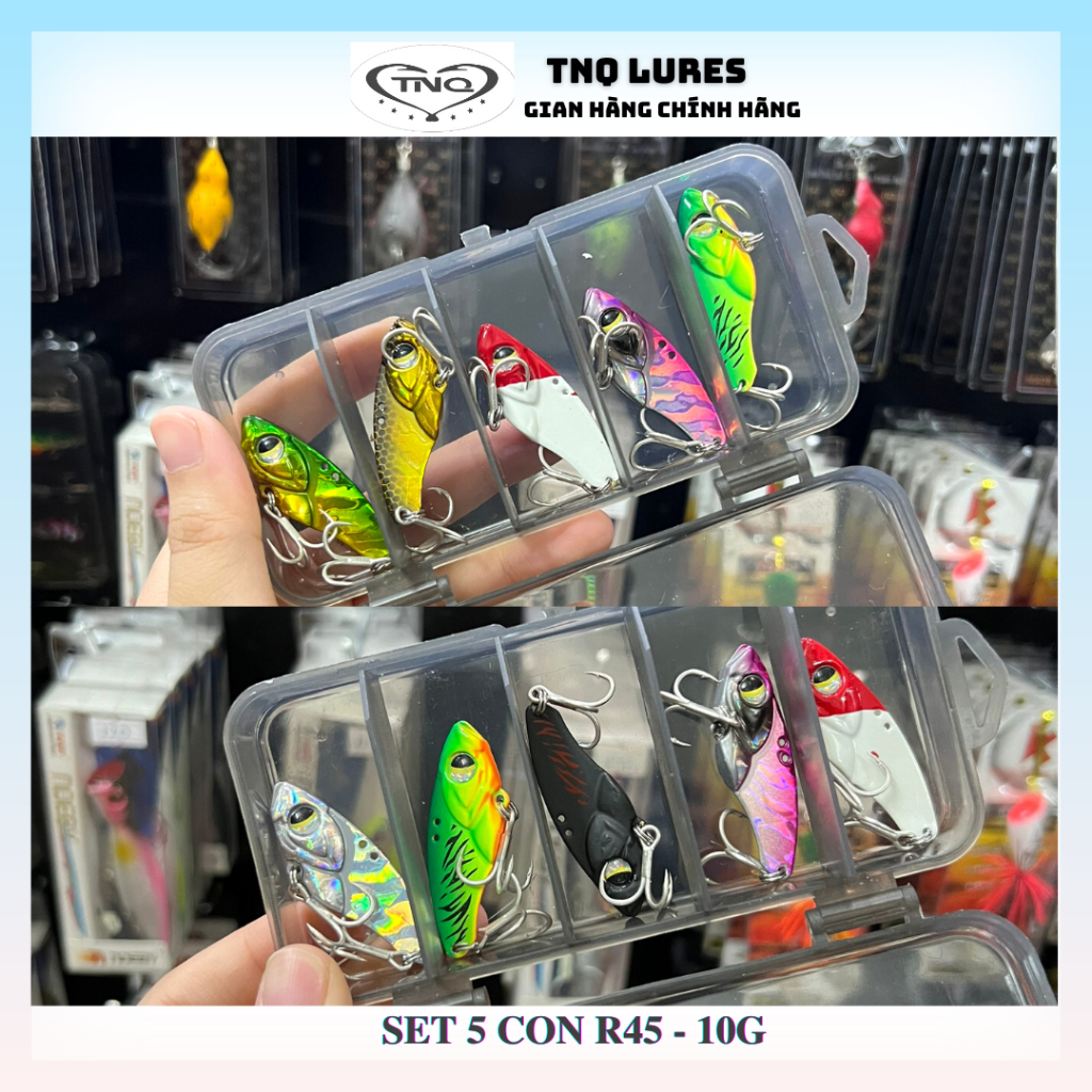 Set 5 cá sắt R45 7G,10G và 14G câu lóc, sộp, trê, nheo, giao màu ngẫu nhiên...TNQ LURES TOÁN NHÀ QUÊ