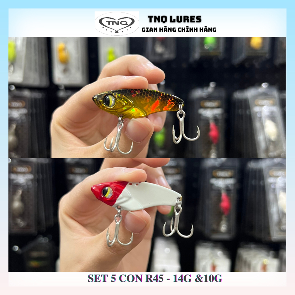 Set 5 cá sắt R45 7G,10G và 14G câu lóc, sộp, trê, nheo, giao màu ngẫu nhiên...TNQ LURES TOÁN NHÀ QUÊ