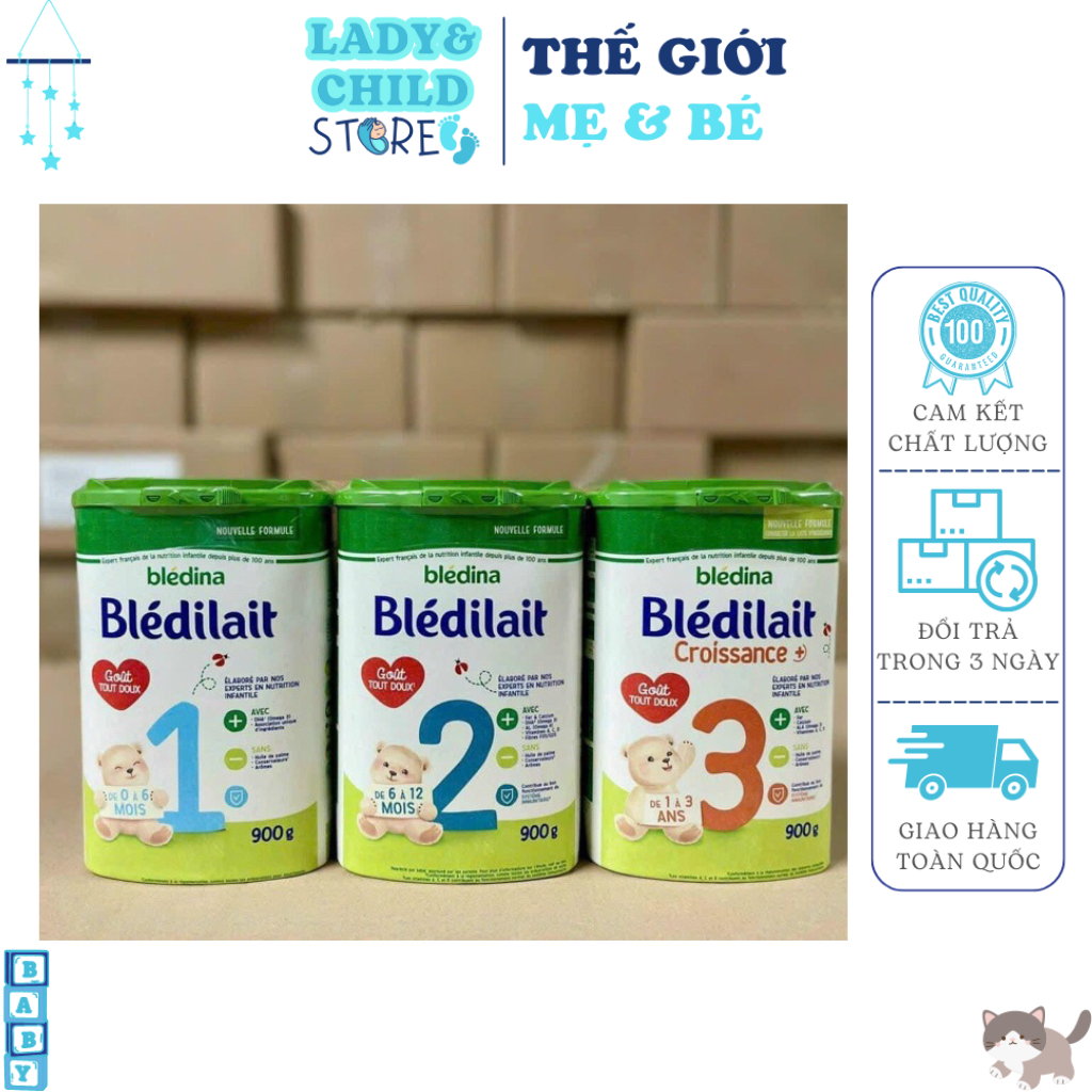 Sữa BLEDILAIT 900g ⚡ HÀNG CHÍNH HÃNG ⚡ Sữa bột Bledilait Bledina Pháp hộp 900g số 1 2 3