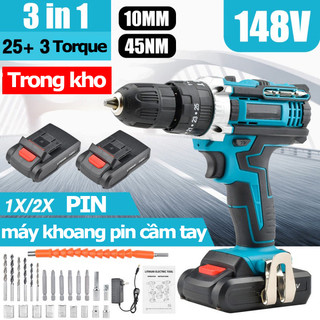Máy khoan pin,khoan pin cầm tay,Pin máy khoan pin 72V 3 Chức Năng,Tặng bộ phụ kiện 24 chi tiết, Lõi đồng