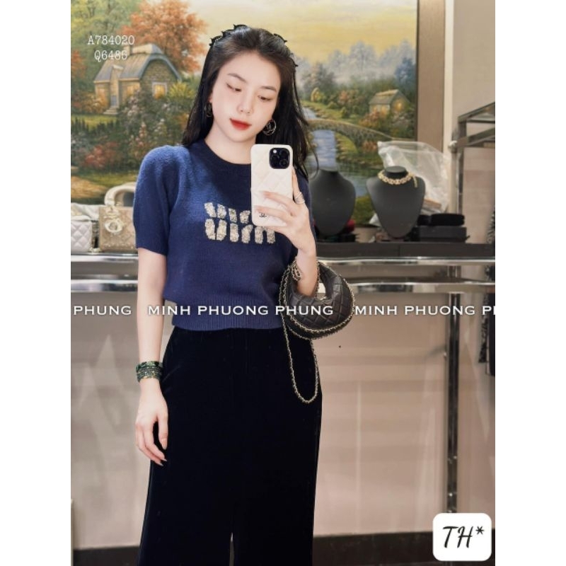 Áo len miu đính đá ngắn tay hàng QCL1
