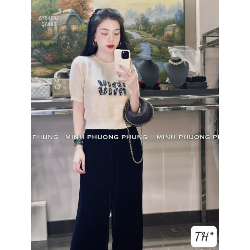 Áo len miu đính đá ngắn tay hàng QCL1