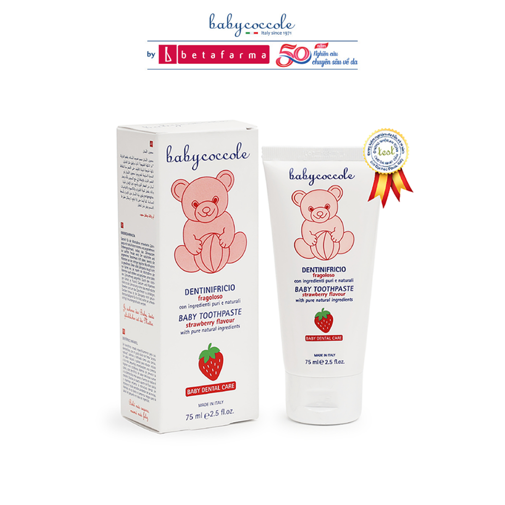 Kem đánh răng cho bé Babycoccole 12M+ trẻ em nuốt được hương dâu 75ml