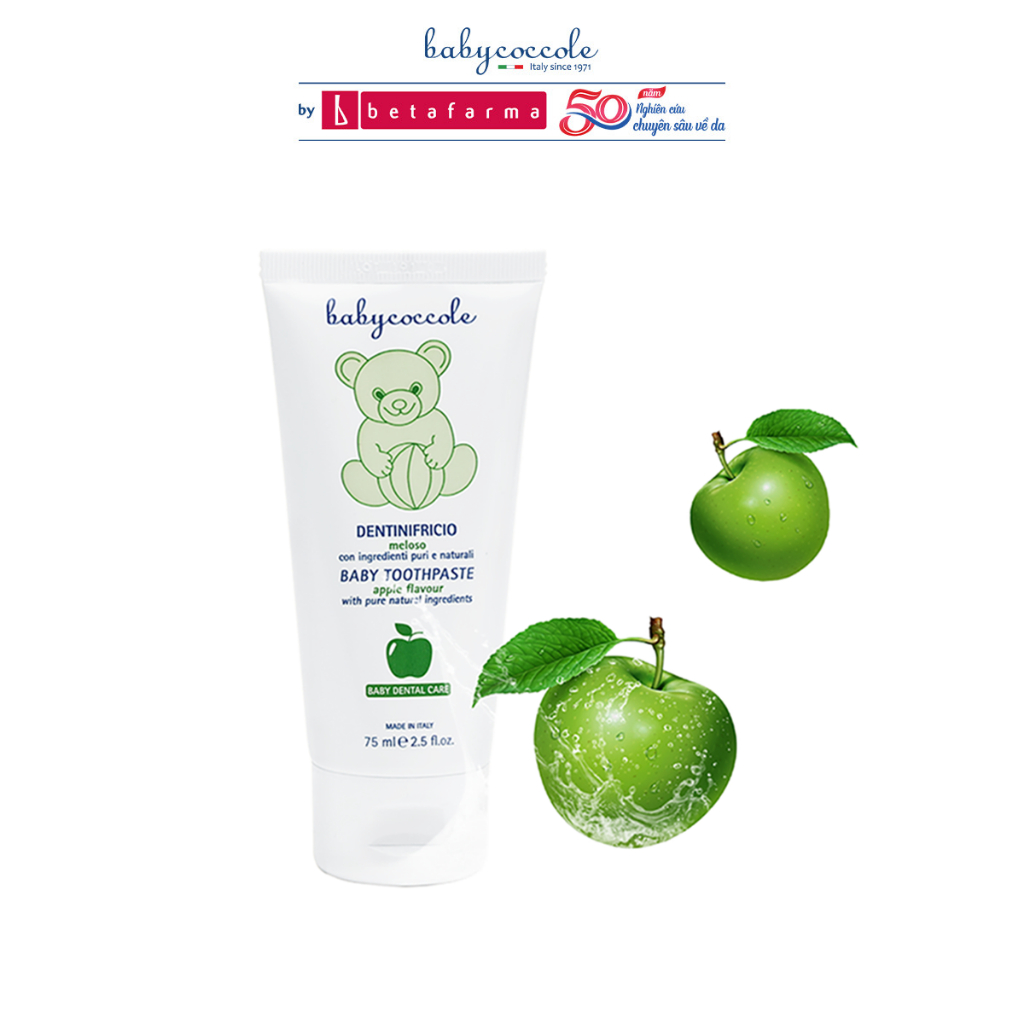 Kem đánh răng cho bé Babycoccole 12M+ nuốt được hương táo 75ml