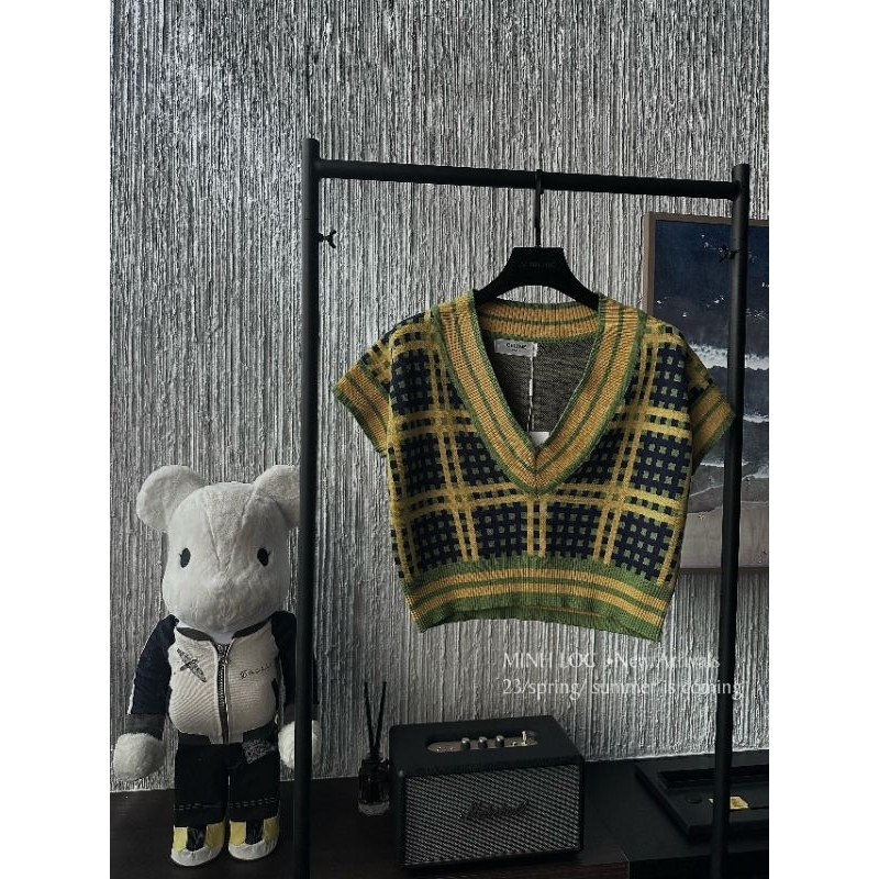 Áo len kẻ caro vàng hàng QC
