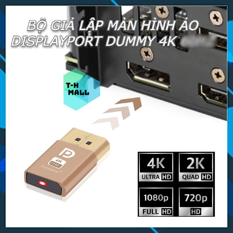 Bộ Chuyển Đổi Màn Hình Ảo Bộ Giả Lập Màn Hình Ảo Phích Cắm Giả DDC EDID 4K 60hz Tương Thích DP Displayport HDMI Dummy