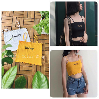 Áo croptop 2 dây thêu chữ (100% ảnh thật)