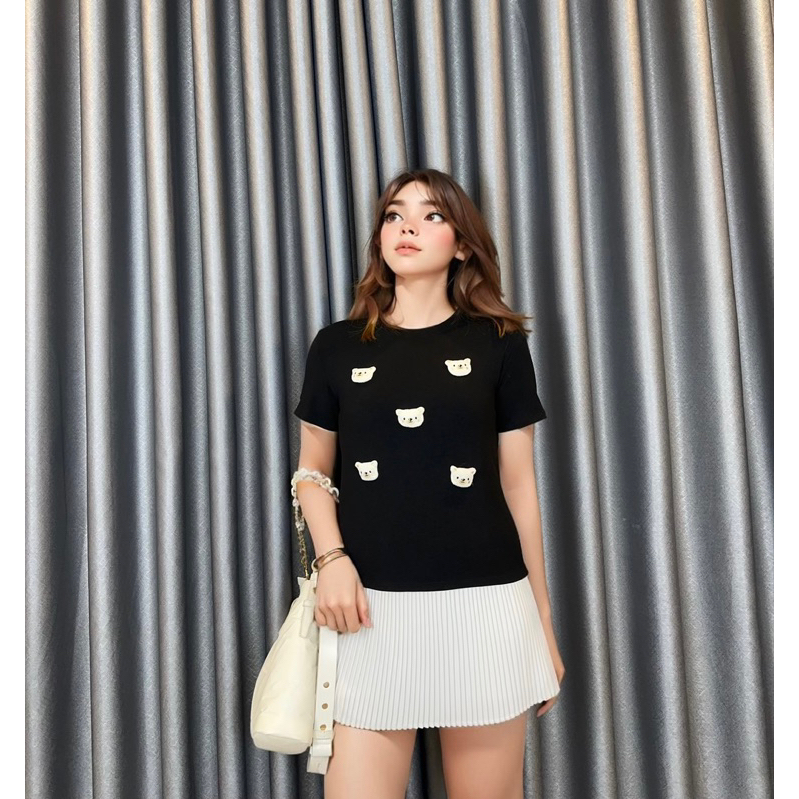 Áo thun quảng châu may kèm gấu mini