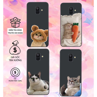 Ốp lưng samsung a6 2018 / a6 plus / a6+ dẻo mềm in chú mèo cute bảo vệ camera