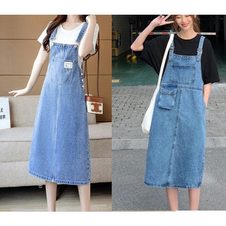 [LOẠI 1_TẶNG KÈM QUÀ] Váy yếm jean dài, đầm yếm jean dài túi to suông,không co dãn hàng Quảng Châu VYD05 C021