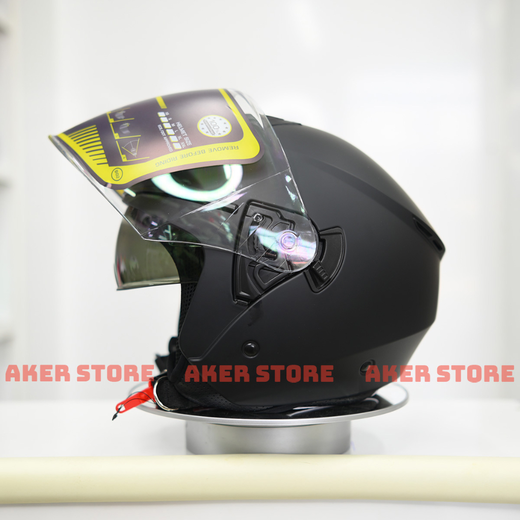 Mũ Bảo Hiểm 3/4 Hiện Đại 2 Kính ROC 07 Đen Nhám - Tặng 1 Kính Ngoài Dự Phòng Và Sticker Trang Trí