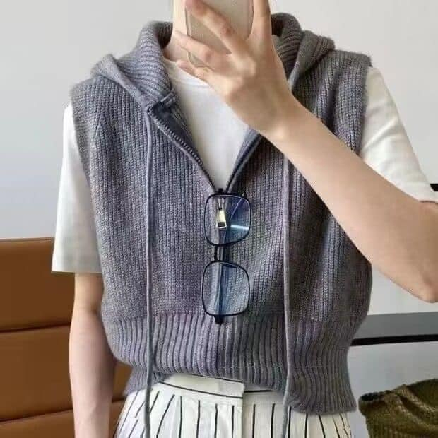Ghile len nữ lông cừu kéo khóa trước dáng croptop siêu xinh mix chân váy jean hay khoác ngoài hcom154