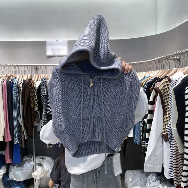 Ghile len nữ lông cừu kéo khóa trước dáng croptop siêu xinh mix chân váy jean hay khoác ngoài hcom154