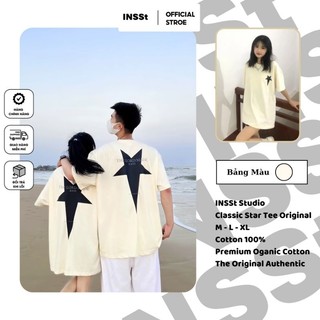 Áo Thun Đôi Star Local Brand INNSt Nam Nữ Unisex Form Rộng Oversize Màu Kem Trắng
