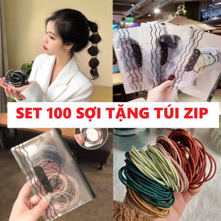 Set 100 dây thun cột tóc co giãn đơn giản dành cho nữ